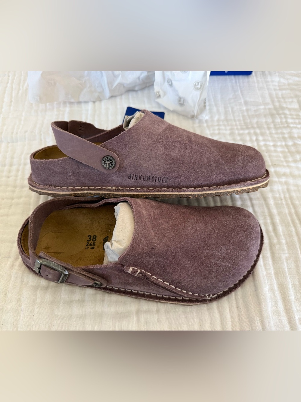 NWT Birkenstock Lutry Premium Suede Leather Clogs Size 38 Medium/Narrow - Picture 2 of 7